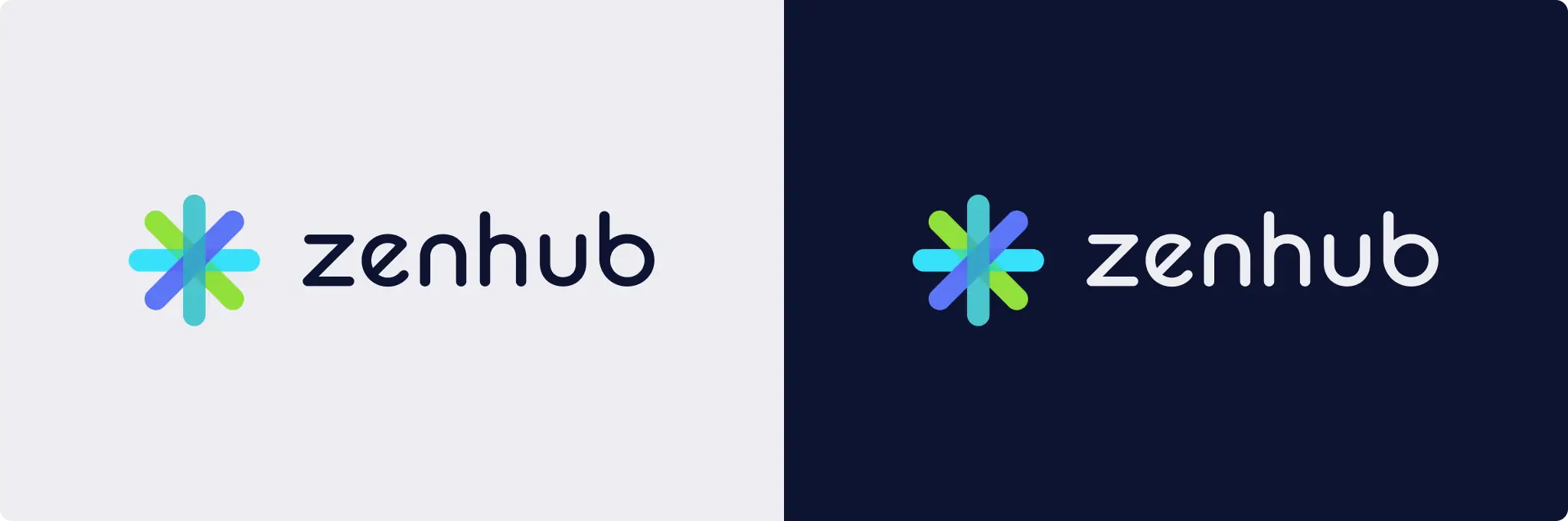 the dark mode and light mode version of the new Zenhub logo